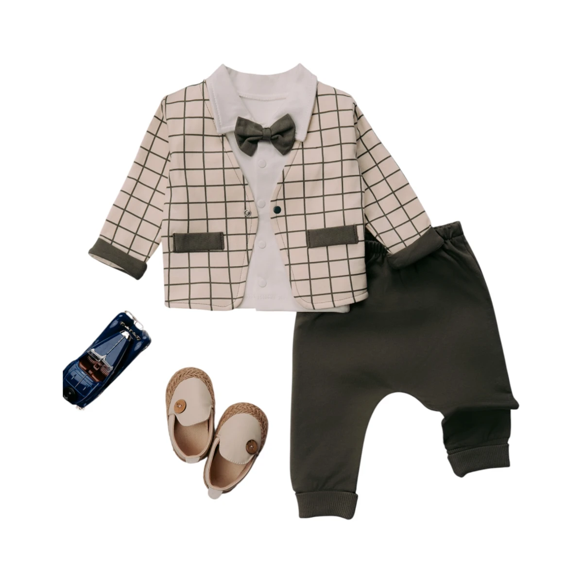 1364 collarless jacket 3-piece set
