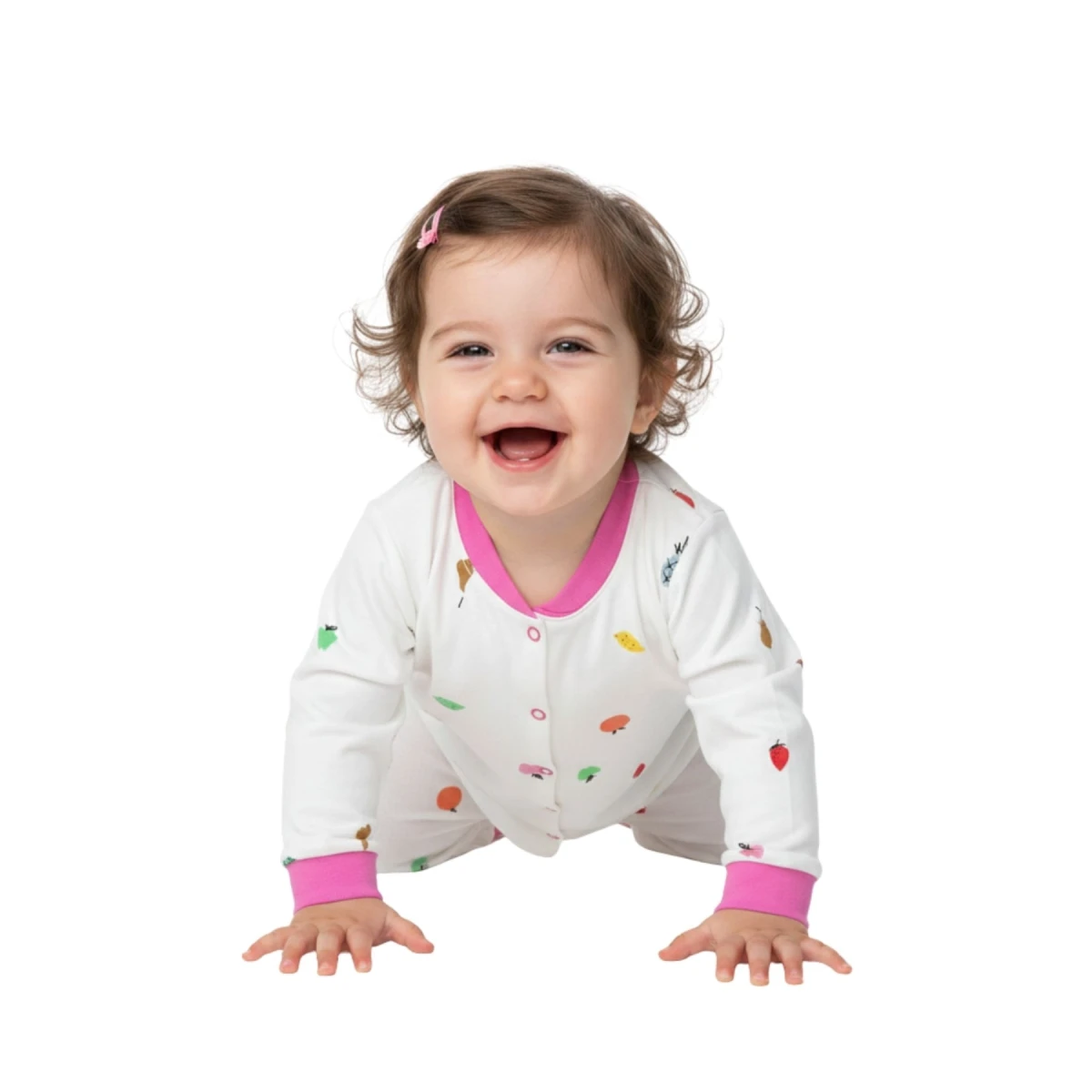 24-Month Snap Pajama, Fuchsia Fruit Print