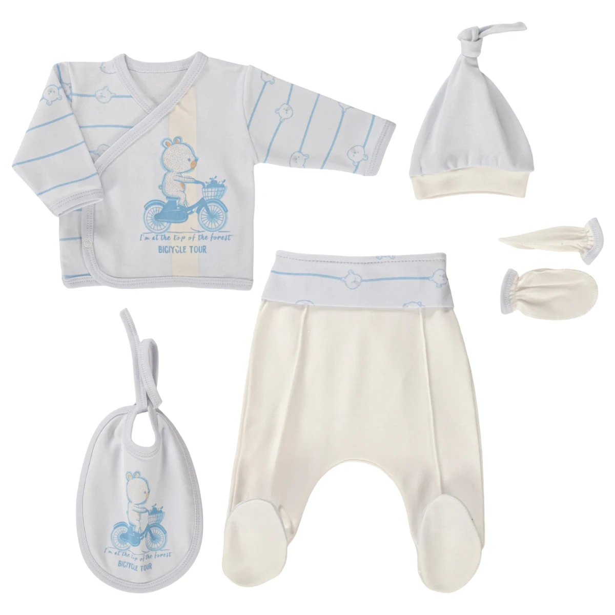 5-Piece Cyclist Teddy Bear Bodysuit Set