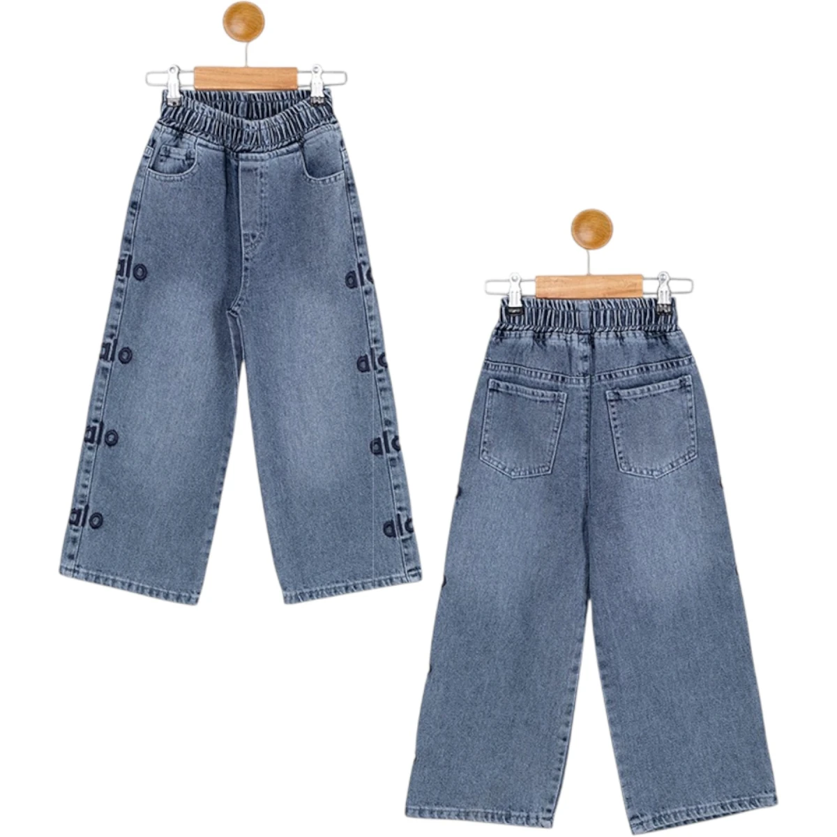 ALO ALO Embroidered Denim Straight Leg Trousers