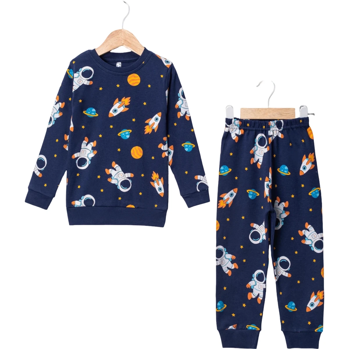 Astronot Bisiklet Yaka Pijama