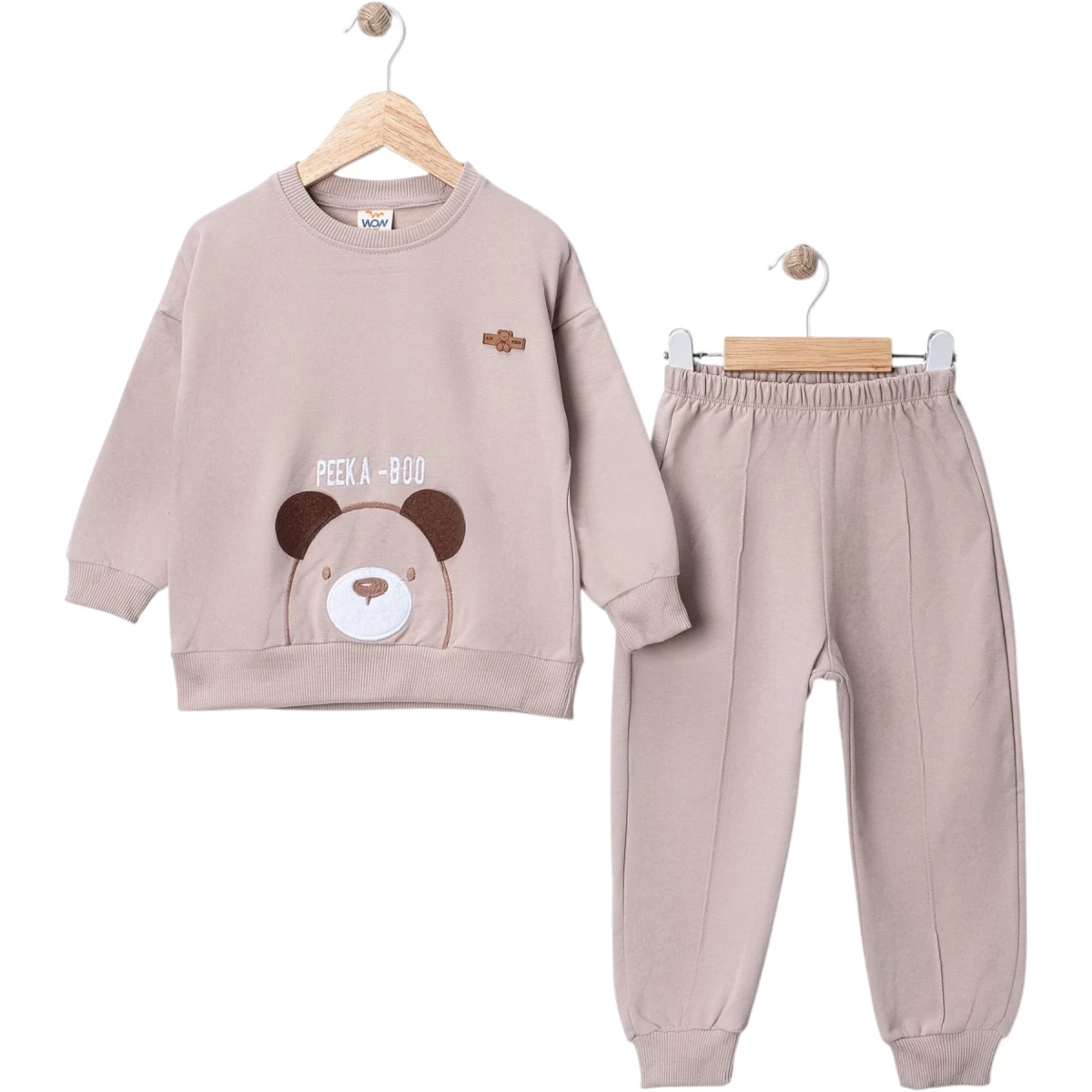 "Peeka" Embroidered Teddy-Bear Two-Piece Set (Boys')