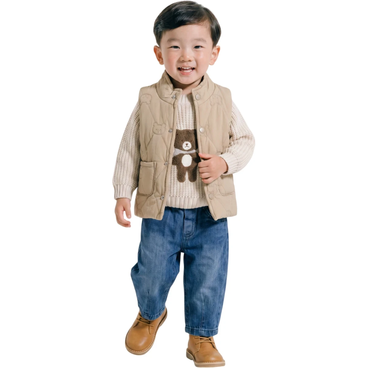 Aylık Knit Puffer Vest Set