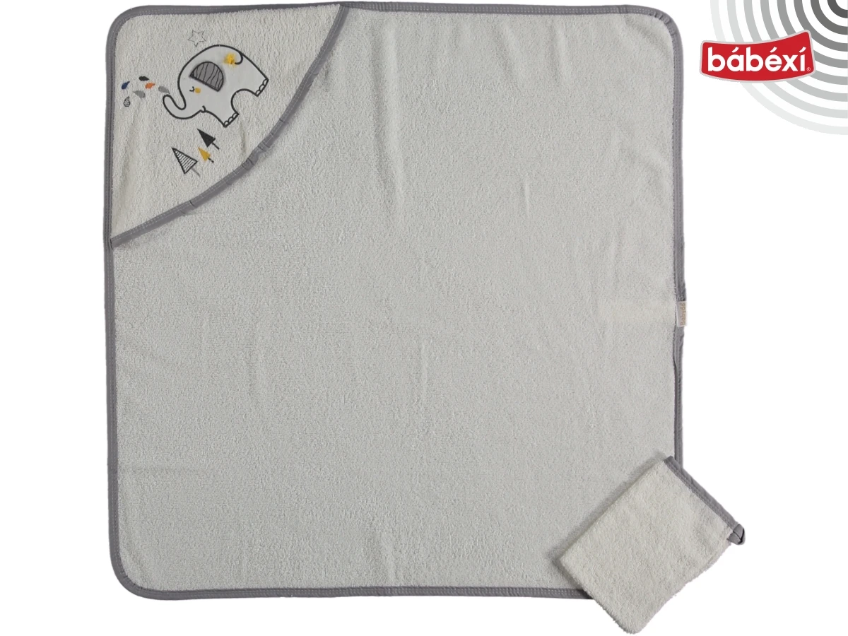 Babydo Woven Hooded Towel 2-Piece Set Tasseled Elephant