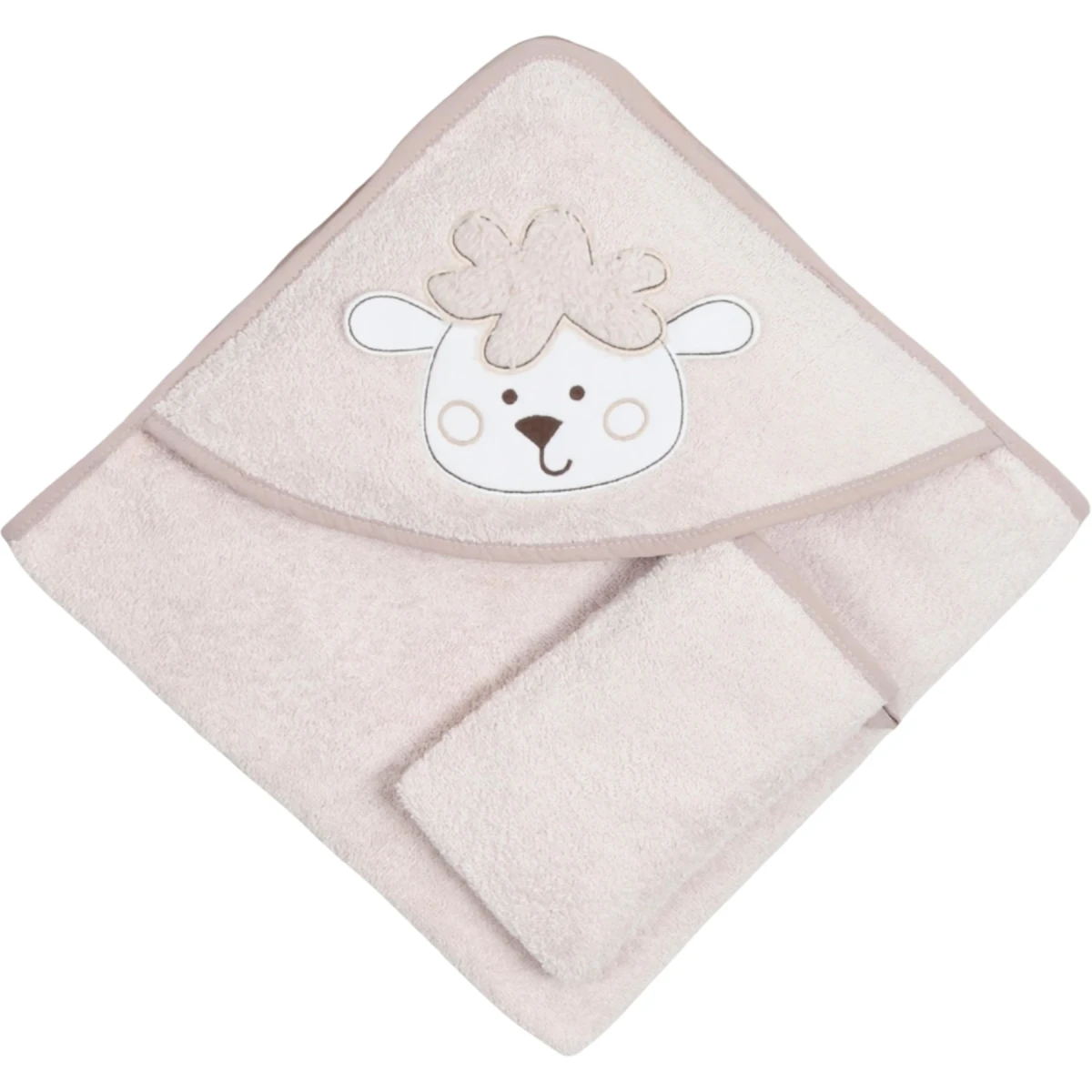 Hooded Baby Towel Sheep 6M