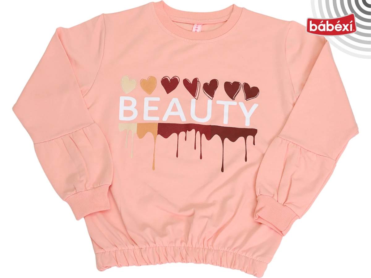 Balon Kol Beauty Kalp Baskılı Lastikli Sweat
