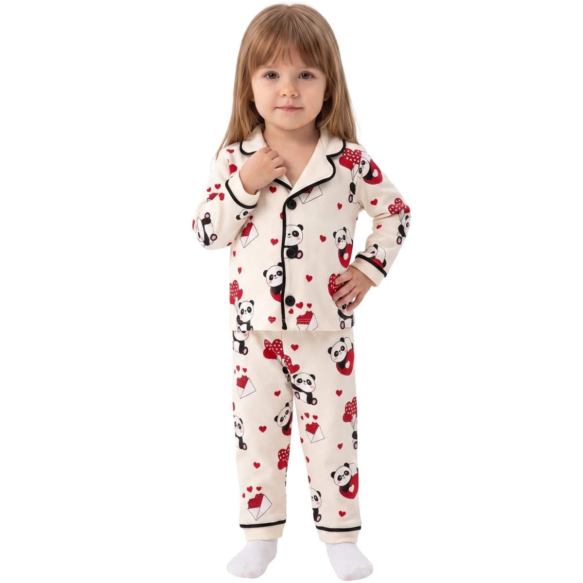 Balonlu Panda Uzun Kollu Pijama Takım 9 Ay - 2 Yaş