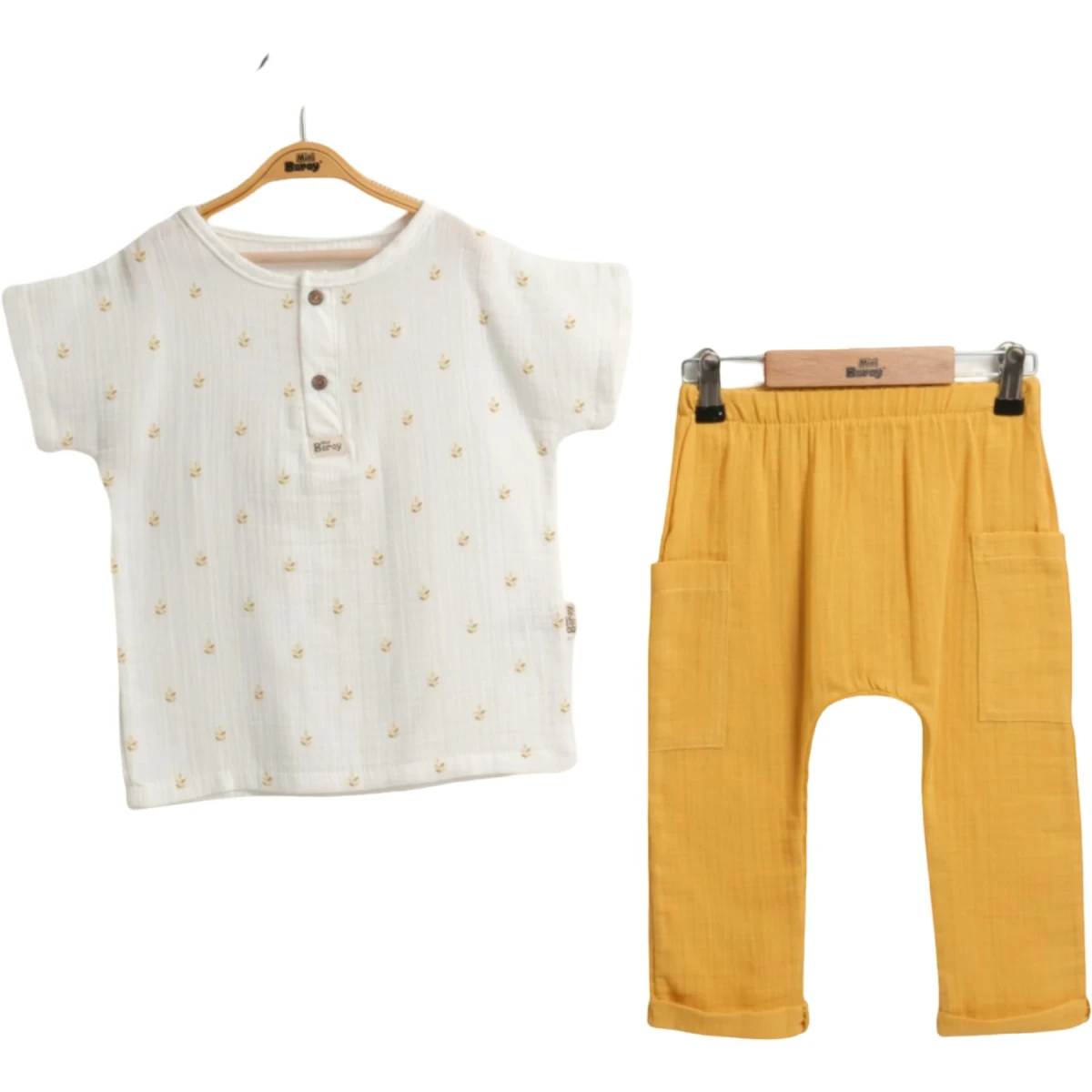 Wheat-Print Printed Muslin Boys Set