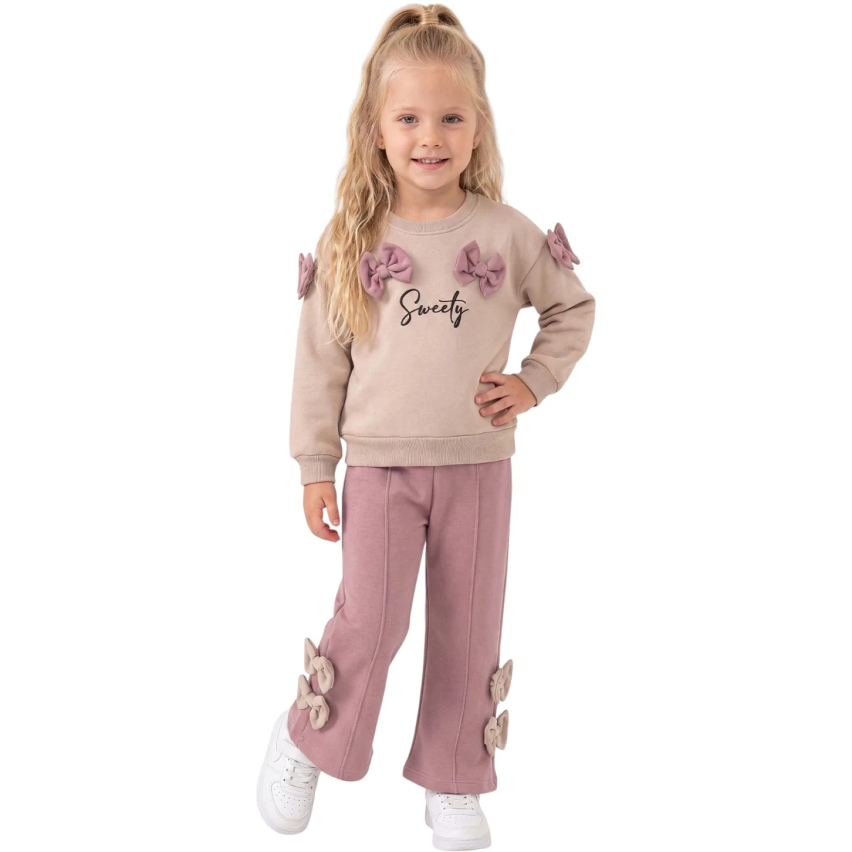 Printed Bow Three-Thread Girls' Set