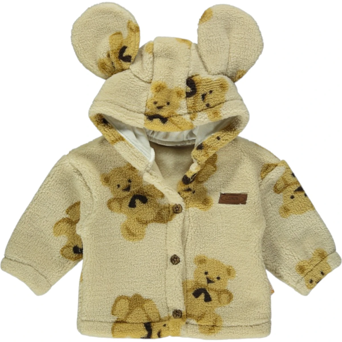Bear Baskılı Kulaklı Hırka