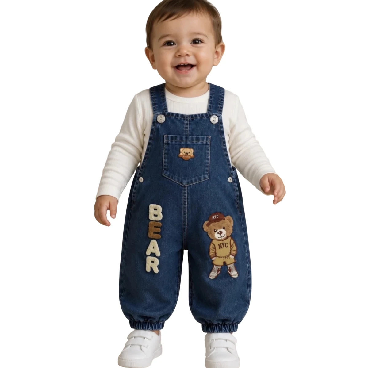 Bear Embroidered Overalls