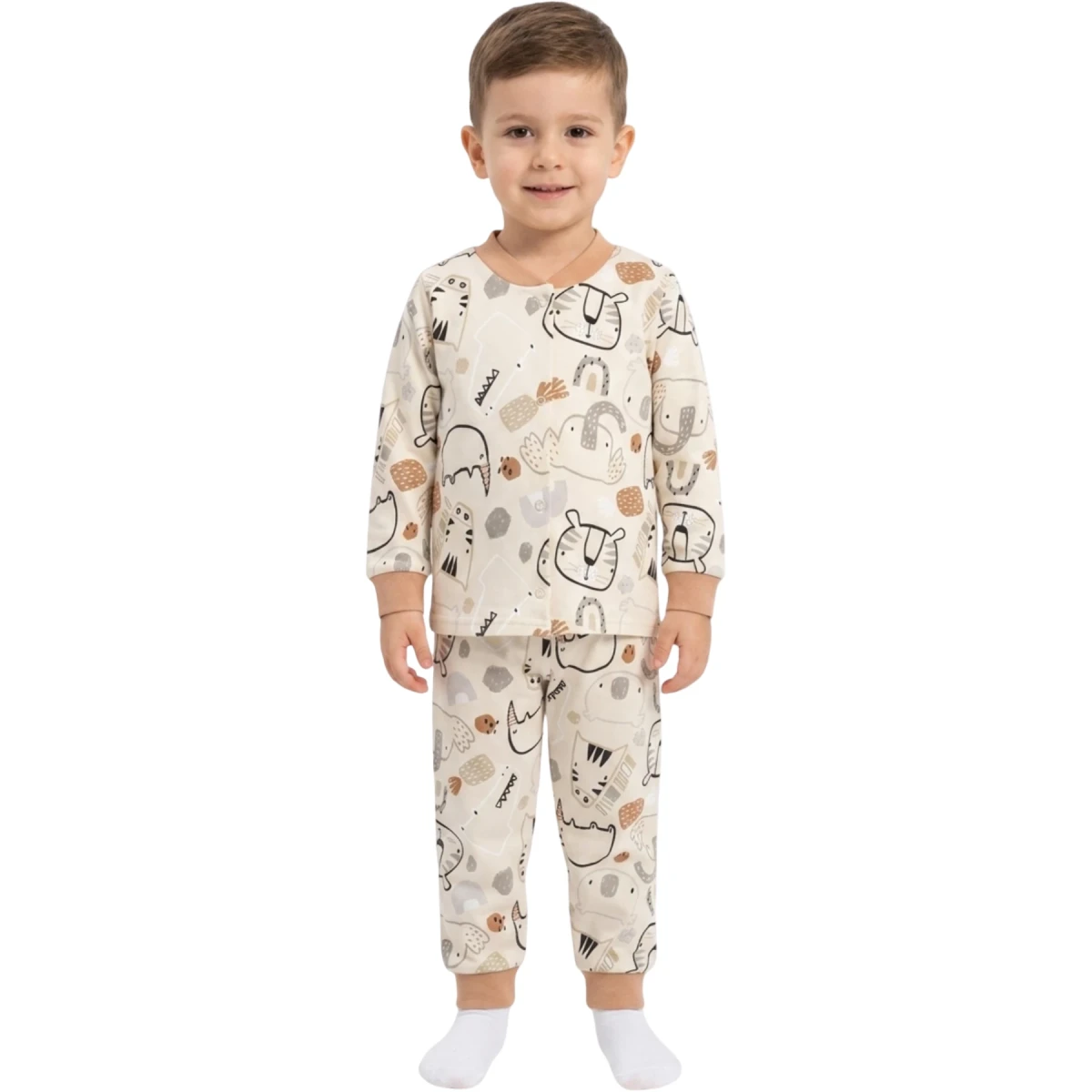 Beige Tiger Snap Pajamas