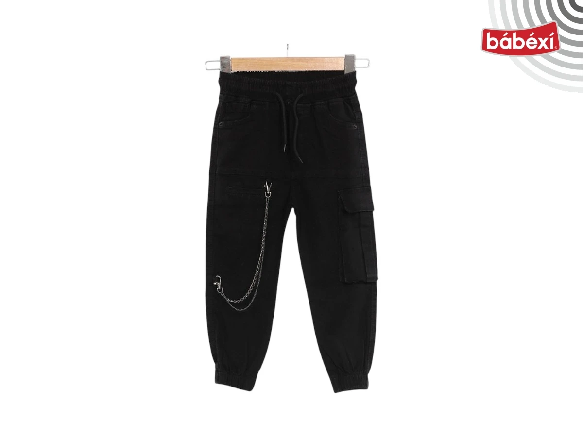 Cargo Pocket Elastic Waist Denim Pants