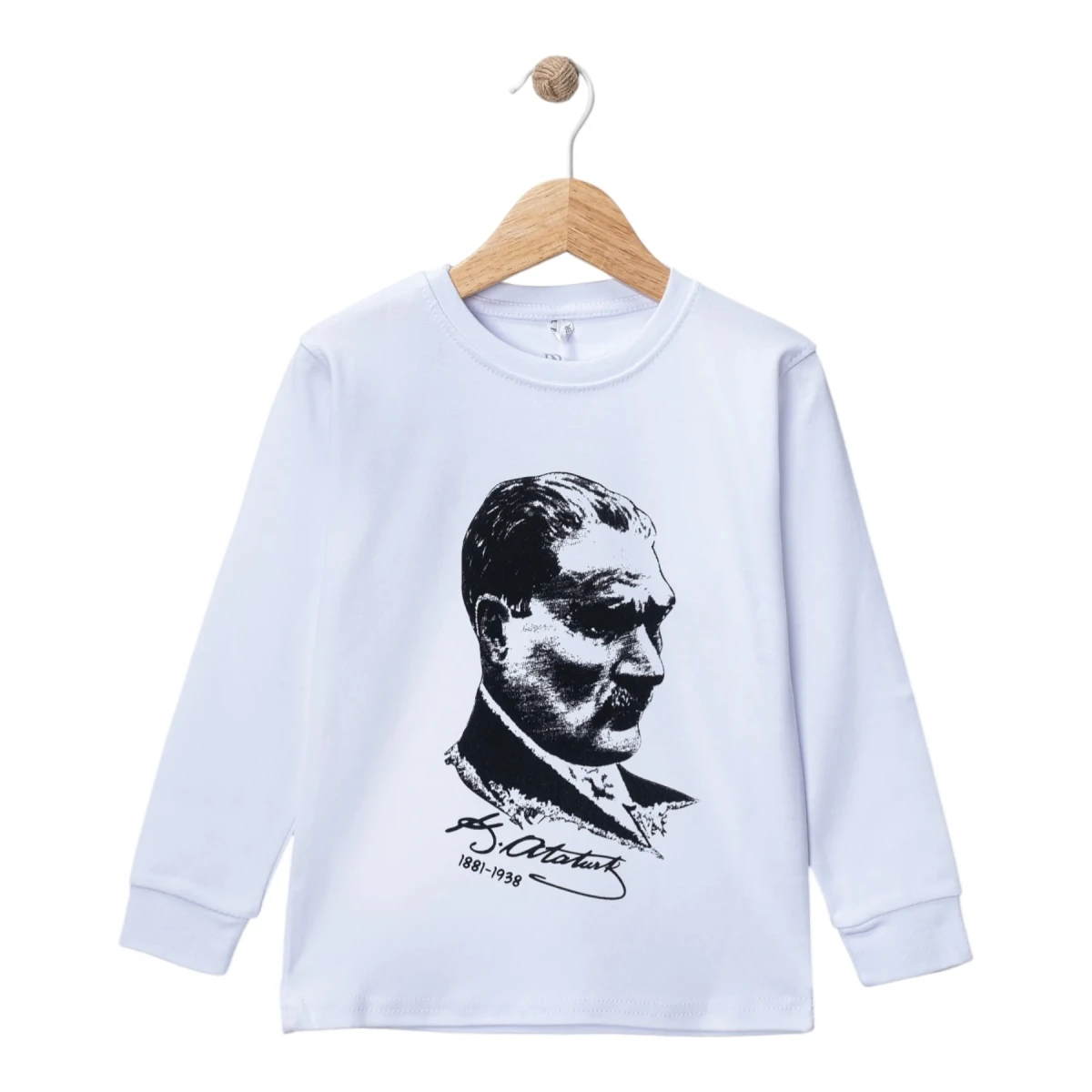 Beyaz Atatürk Baskılı Uzun Kol Sweat