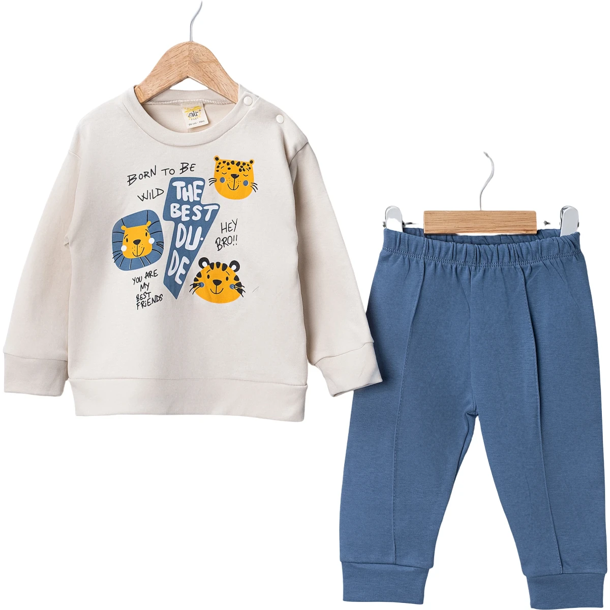 Lion & Tiger Print Two-Piece Set