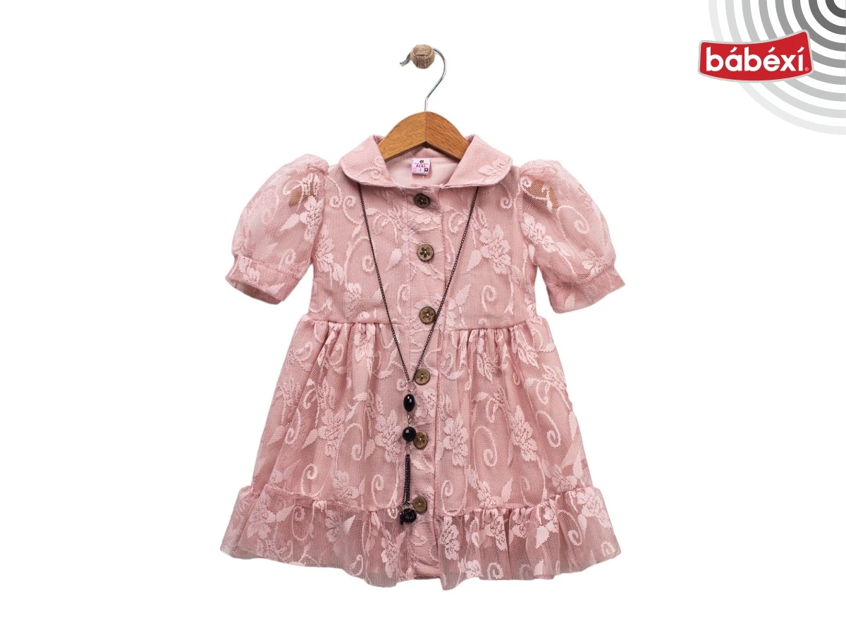 Boydan Düğmeli Bebe Yaka Elbise