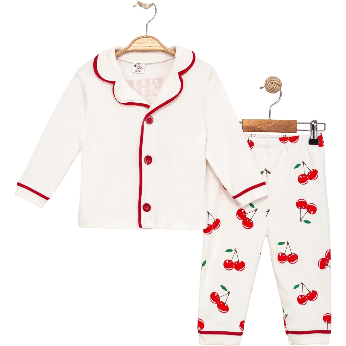 Cepli Kiraz Uzun Kollu Pijama Takım
