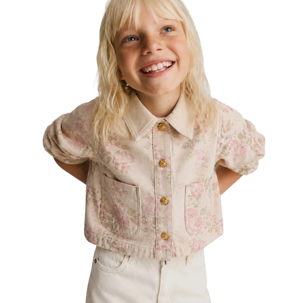 Необработанная джинсовая куртка с цветочным принтом