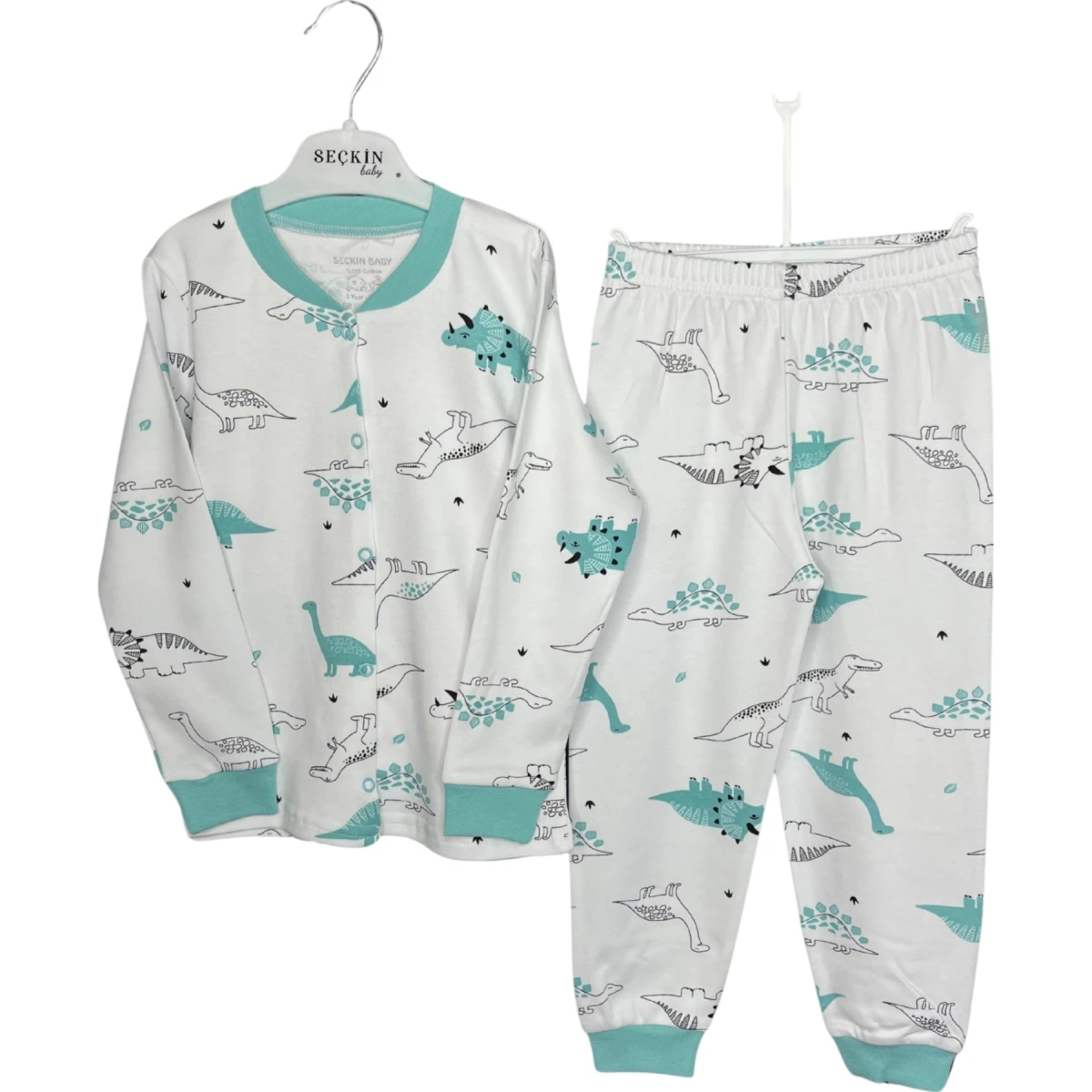 Çıtçıtlı Pijama Yeşil Dinozor