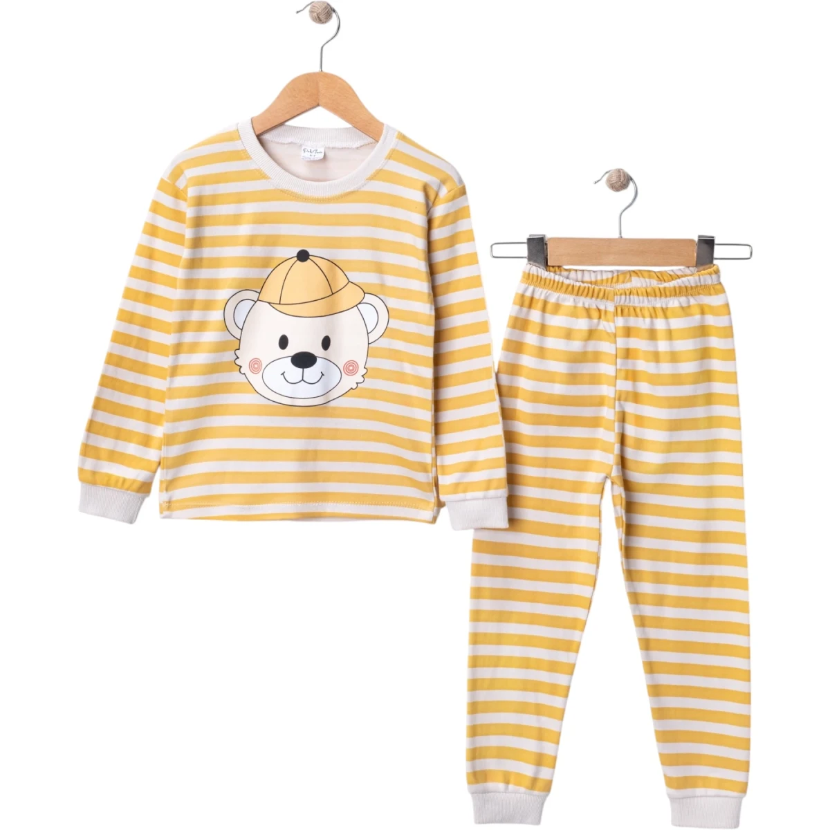 Çizgili Ayıcıklı Baskılı Pijama Takım