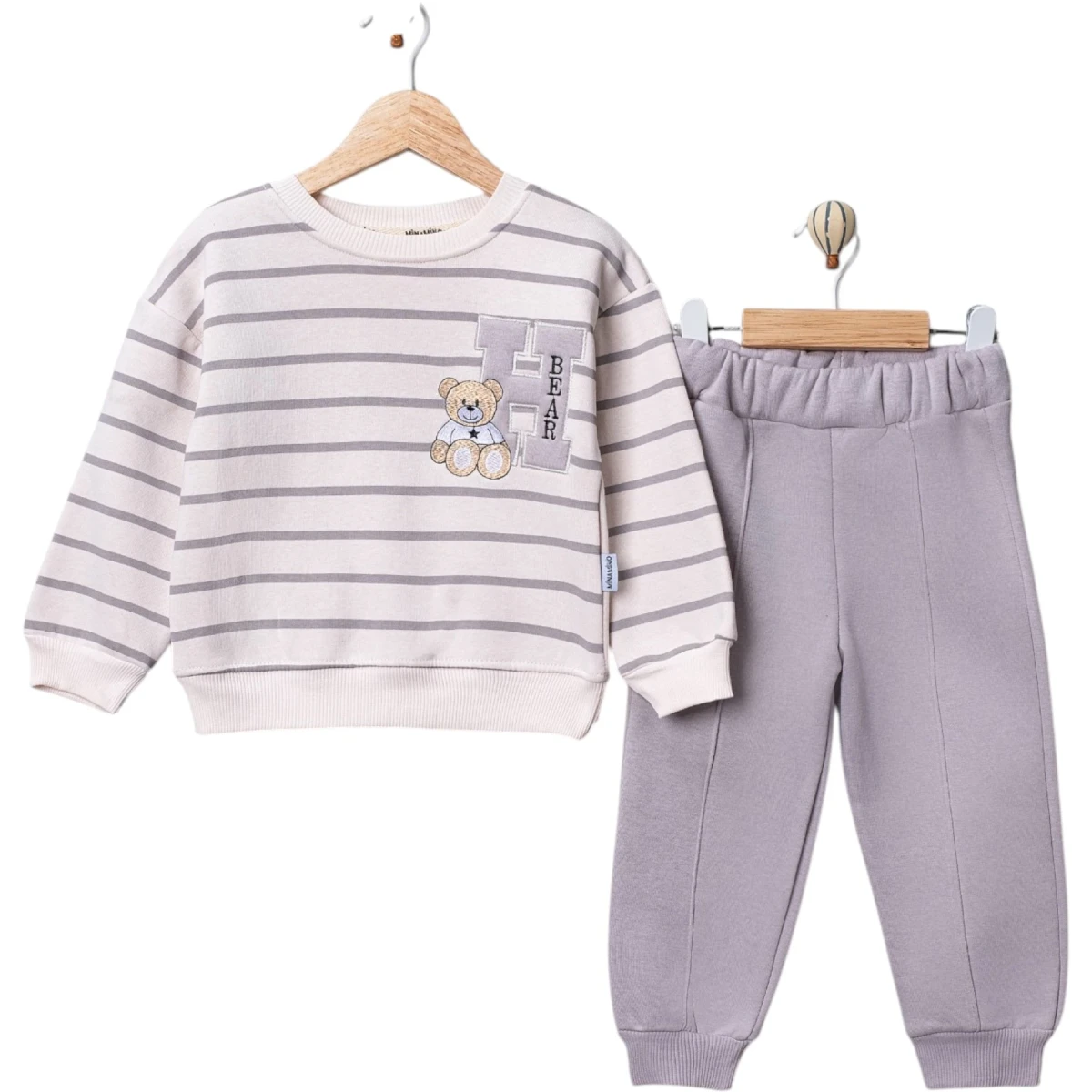 Striped Print "H" Embroidered Boys' Set