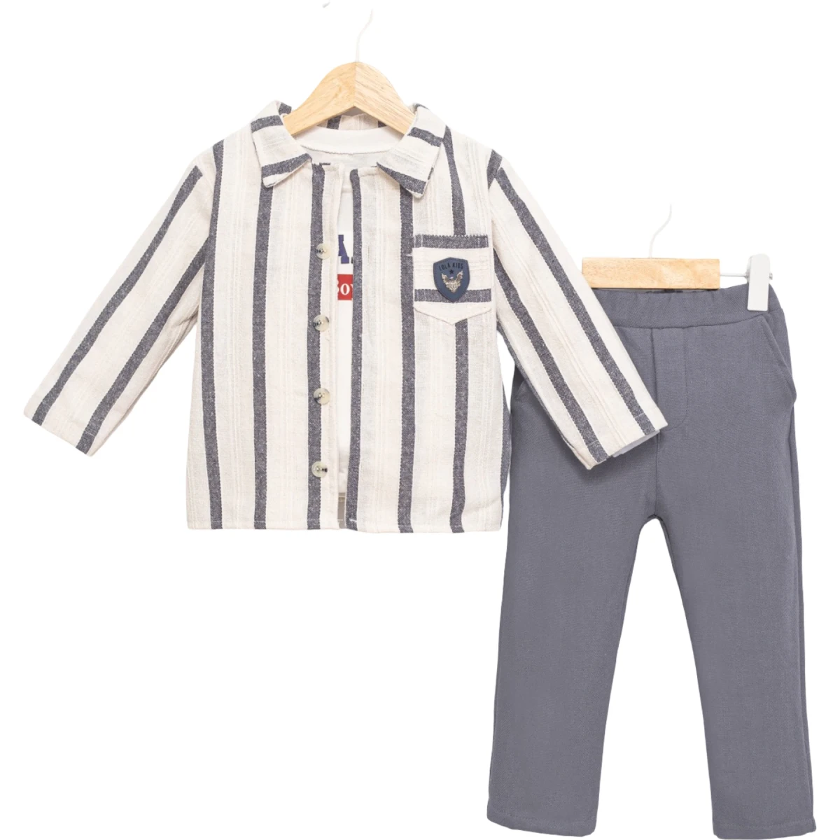 Striped Gabardine Jacket 3-Piece Set