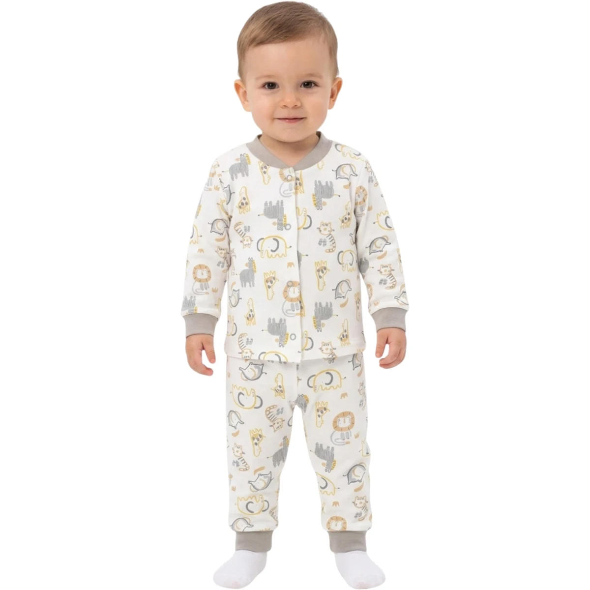 Striped Animals Snap-button Pajama