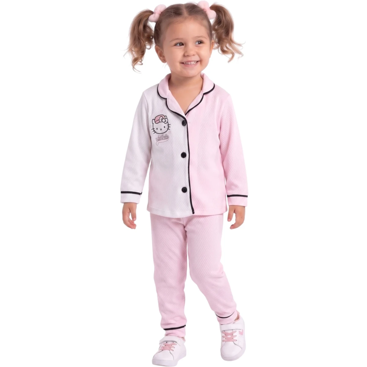 Damla Desen Kedili Yakalı Pijama Takım
