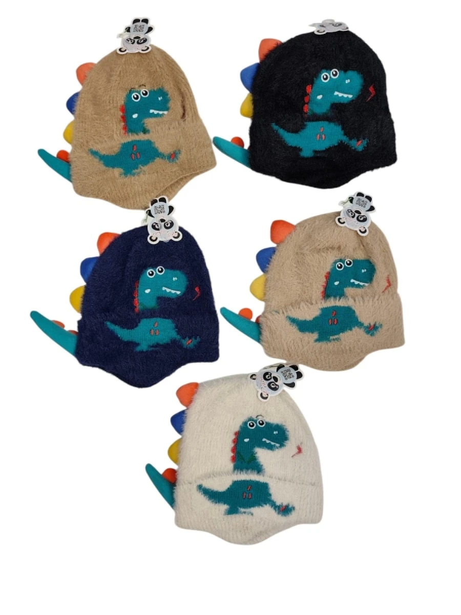 Dinozor Figürlü İçi Polar Soft Bere