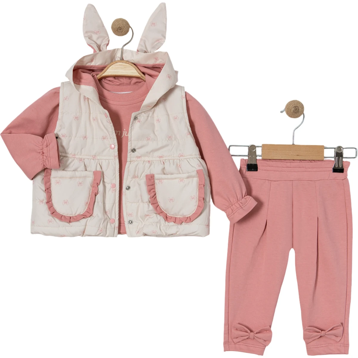 Donino Bow Detail Girls' Vest Set