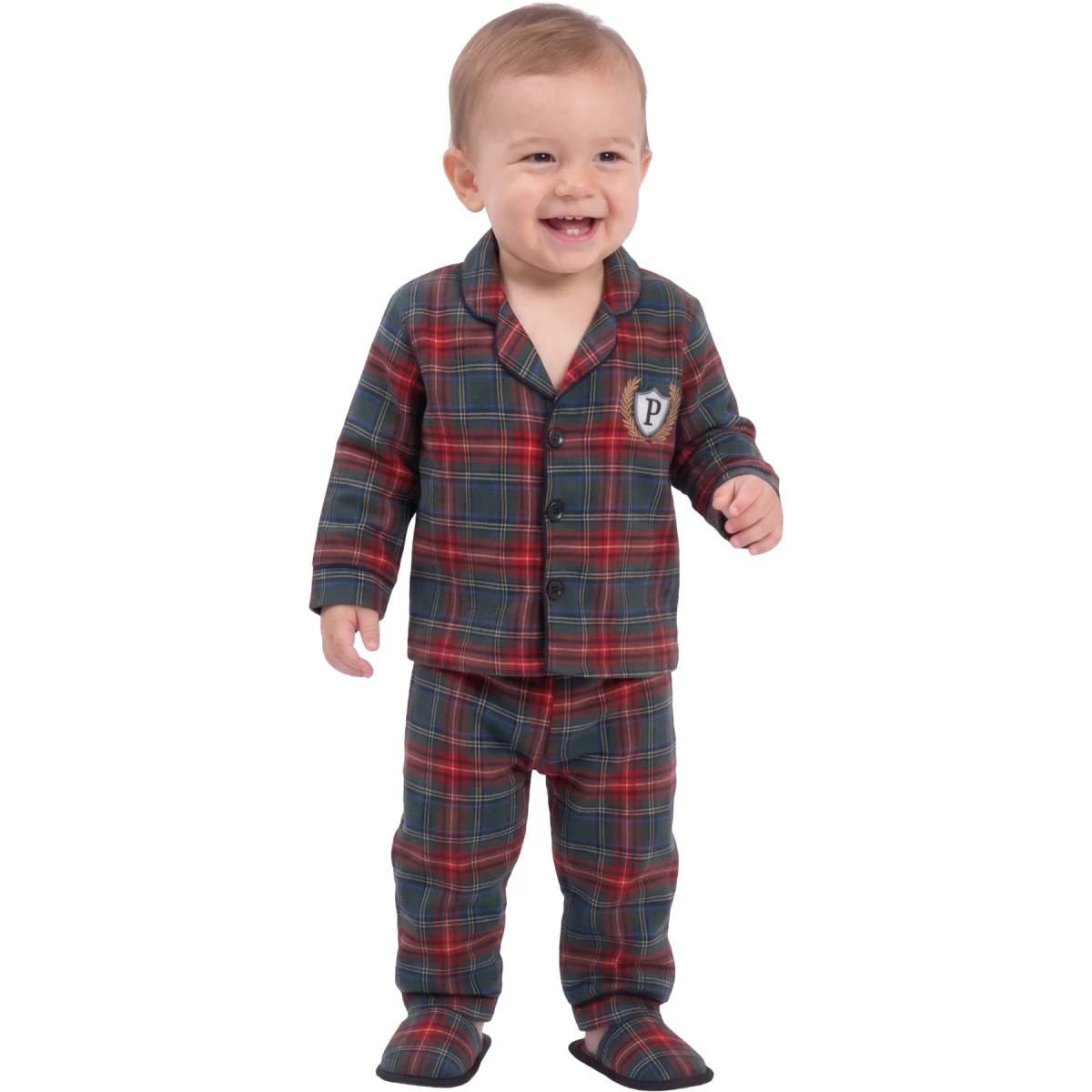 Ekose Armalı Terlikli Yakalı Pijama Takım