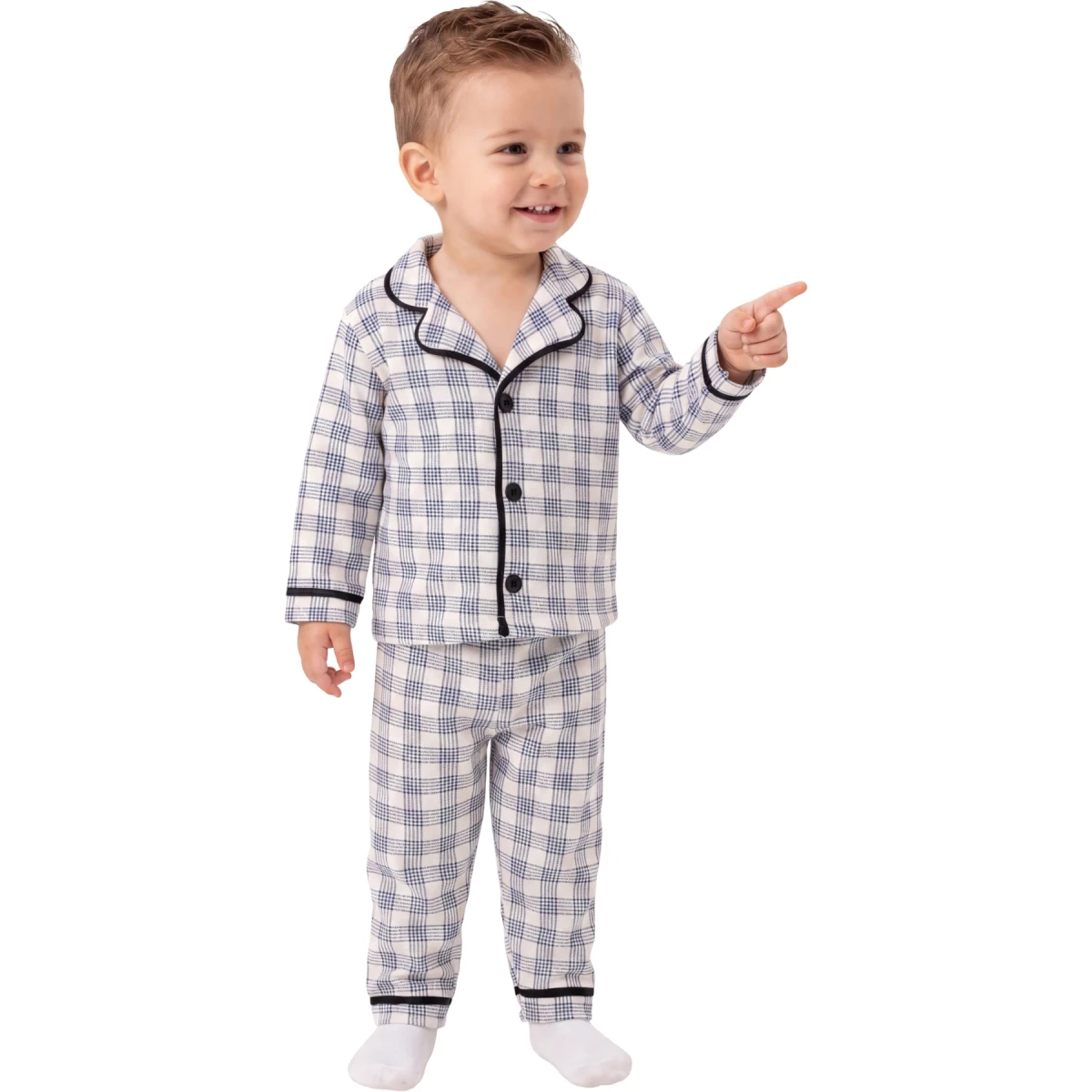 Ekose Baskılı Uzun Kollu Pijama Takım