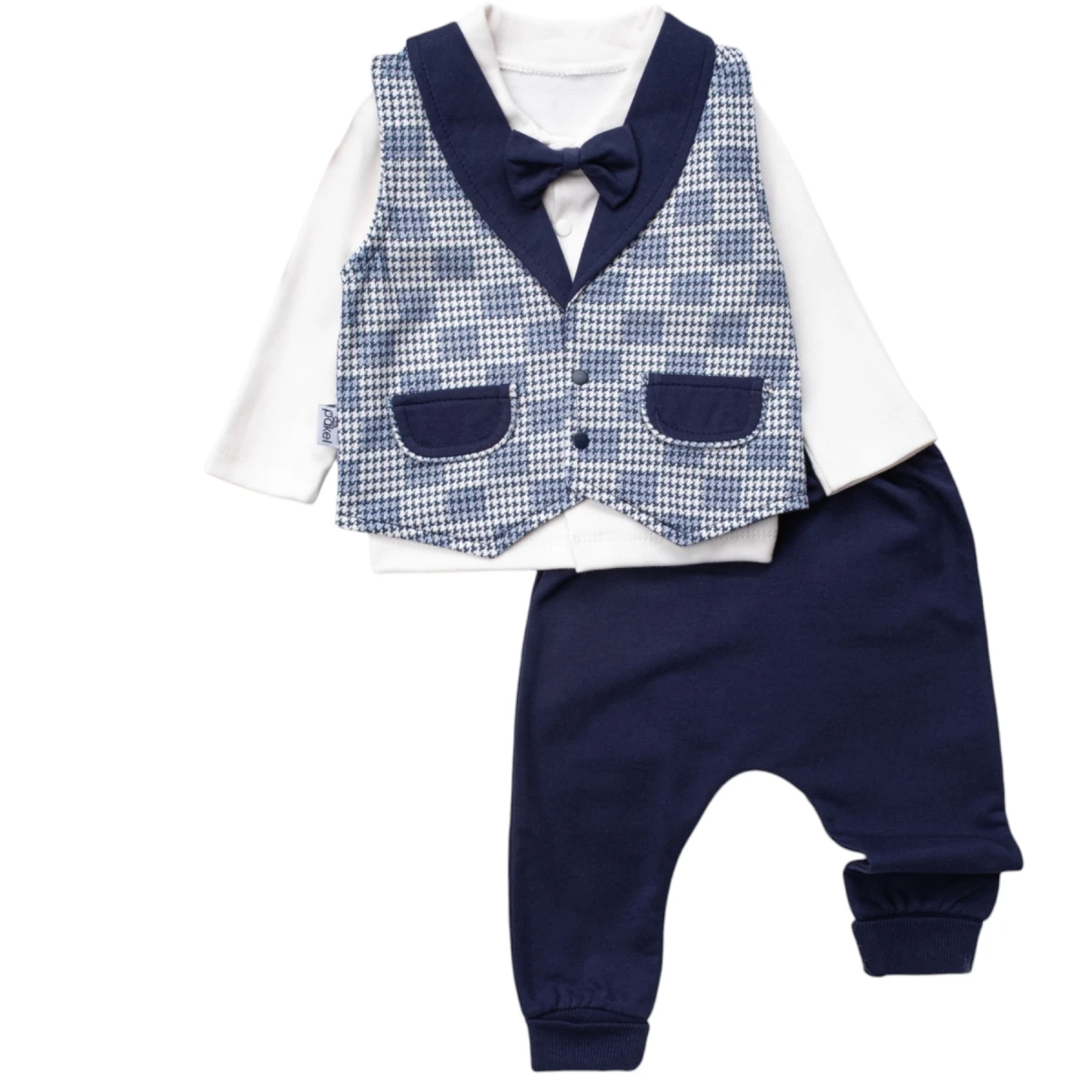 Plaid Piti Checkered Vest Üçlü Set