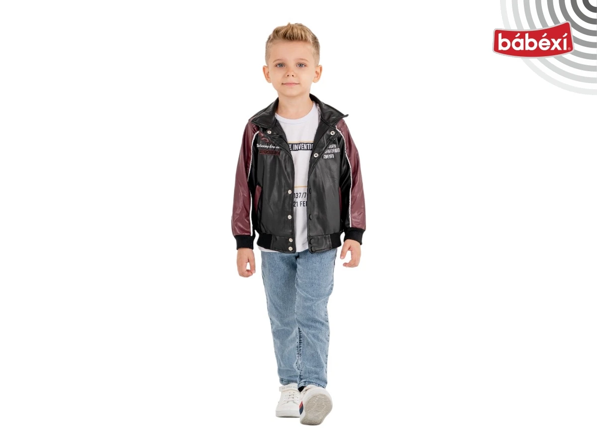 Boys Leather Jacket Three-Piece Set