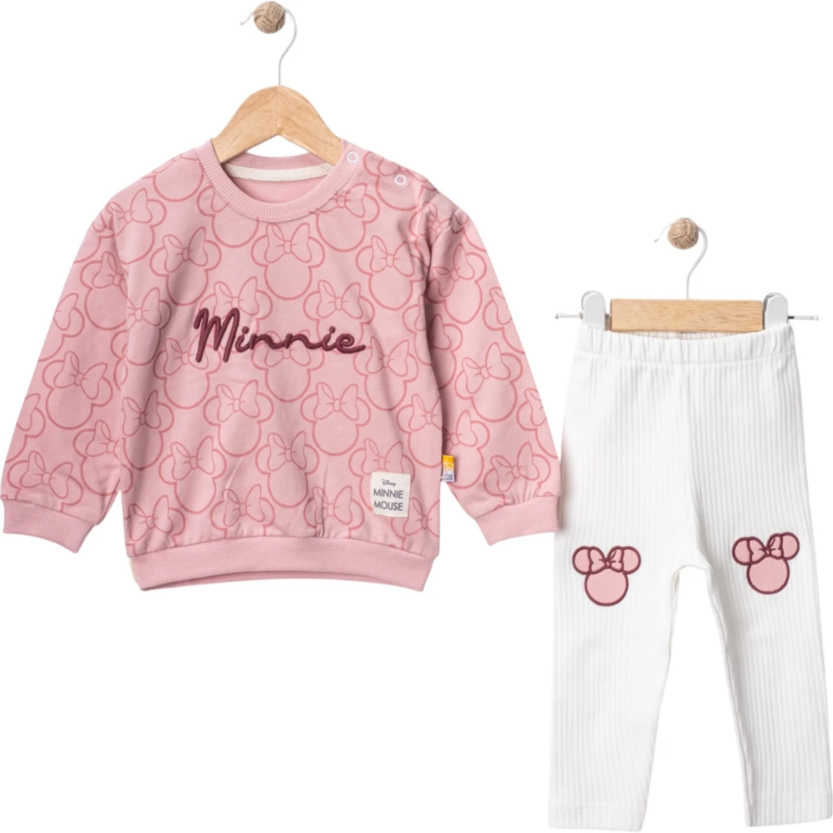 Etiketsiz Nakışlı Baskılı Minnie Kız Takım