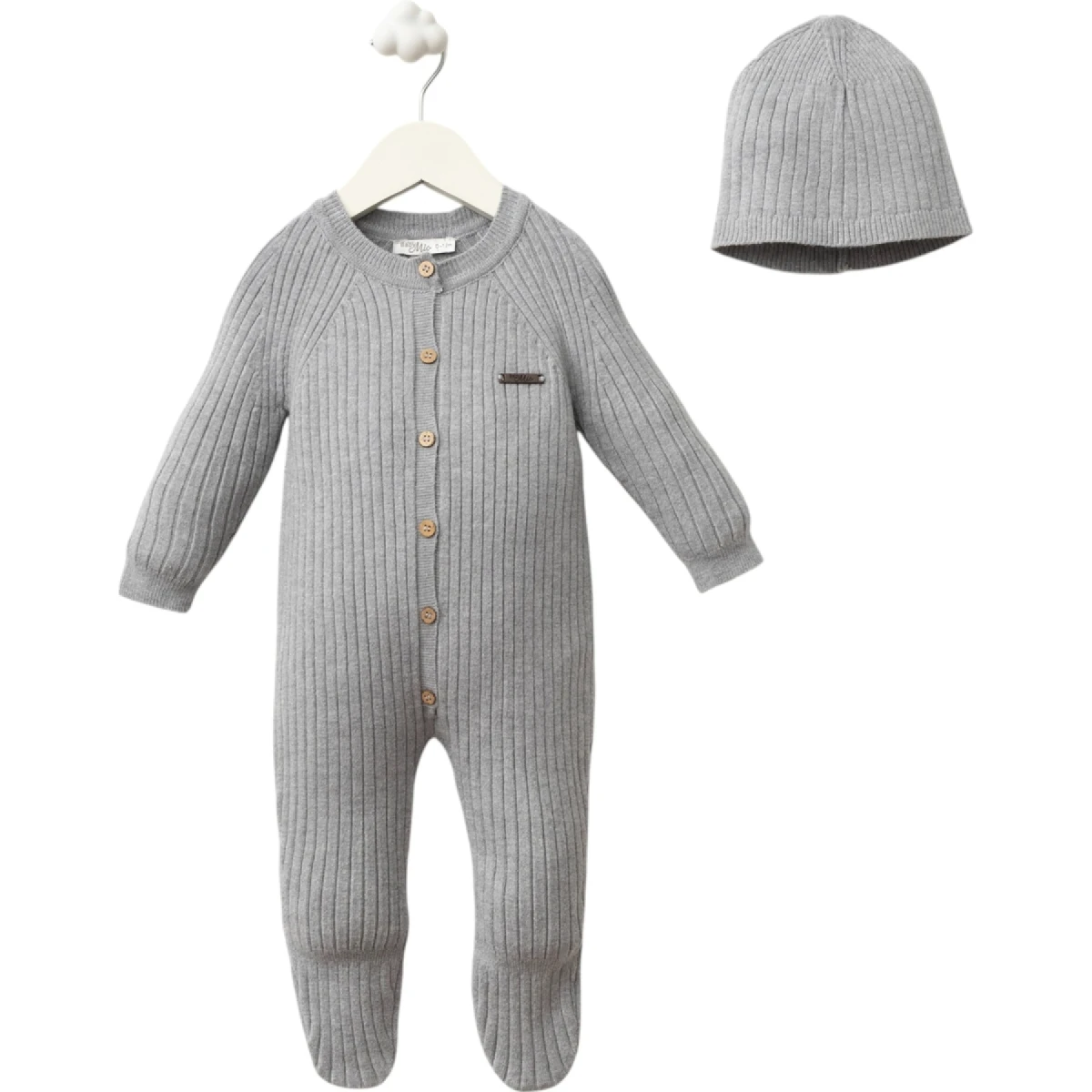 Ribbed Viscose With Booties Onesie - Boy