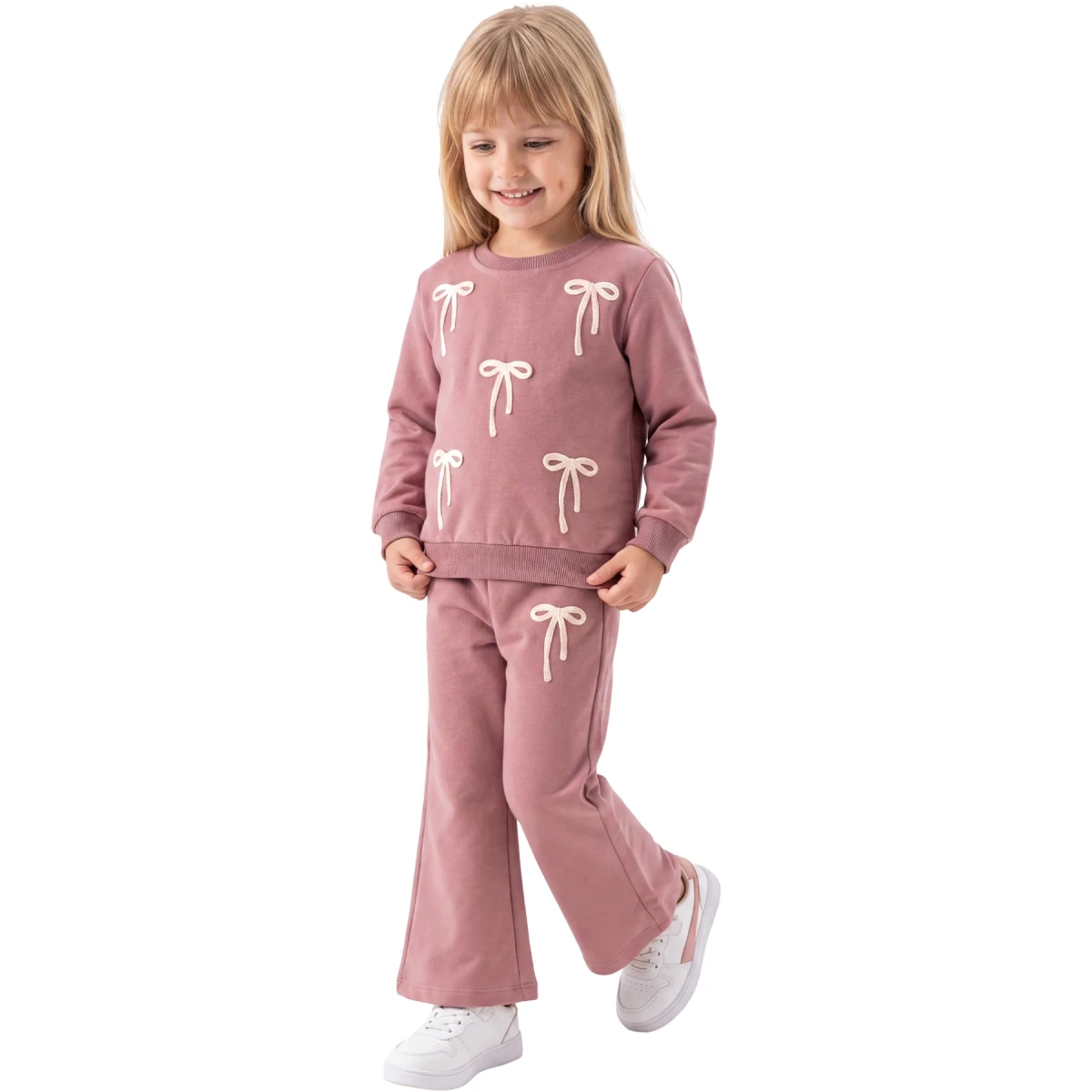 Embroidered Bow 2-Ply Girls' Set