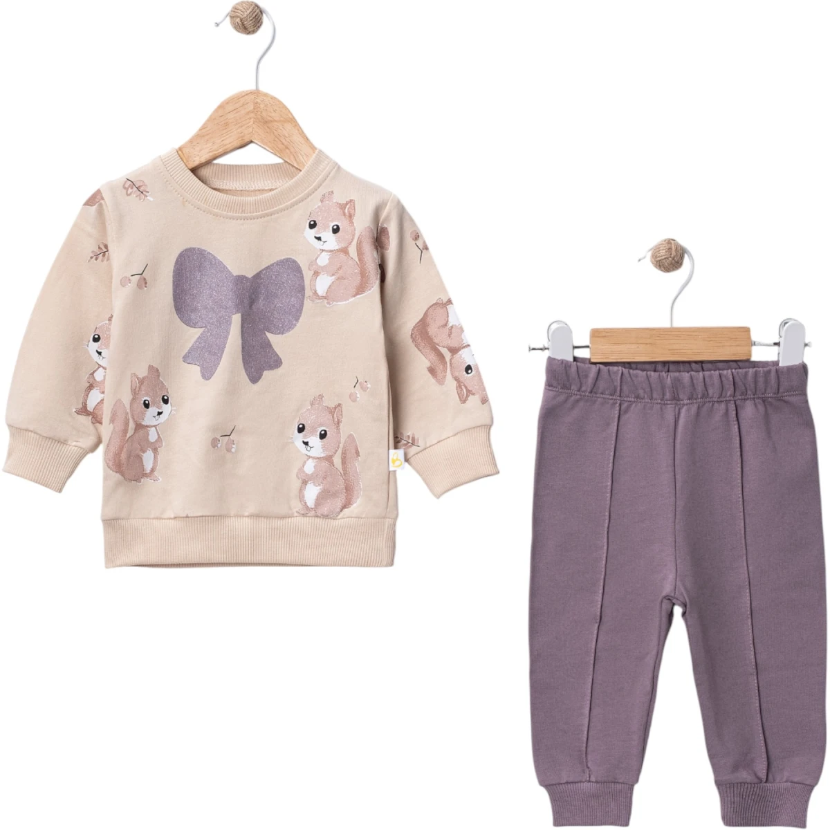 Bow Squirrel-Print 2-Piece Set