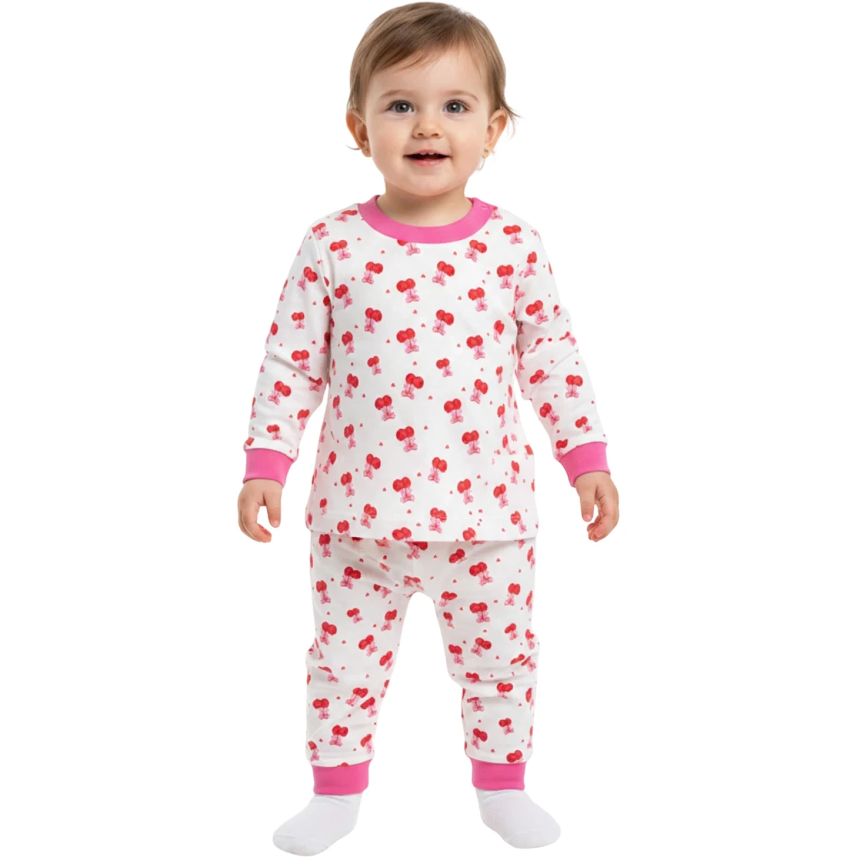Fuşya Kirazlı Pijama