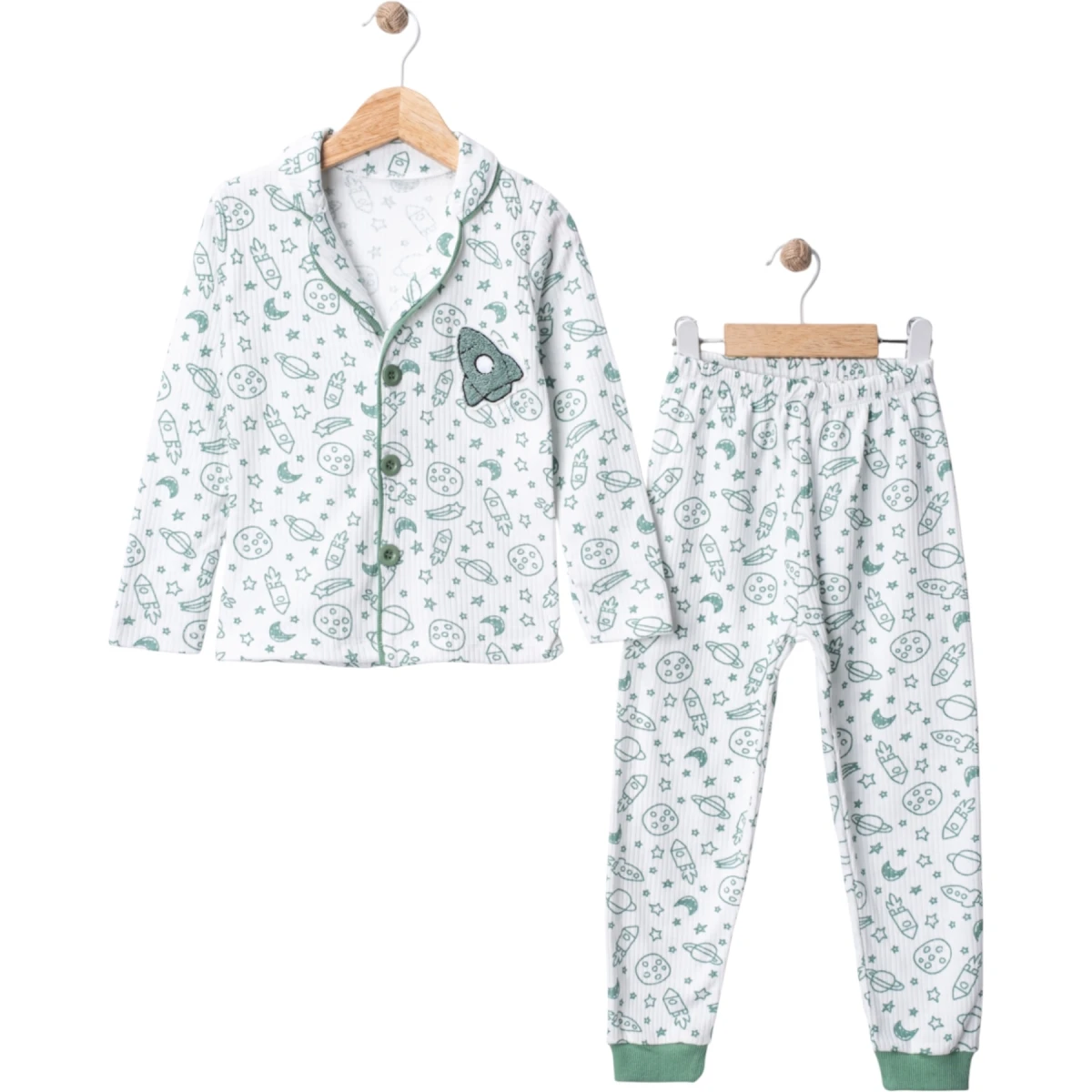 Galaksi Roket Süzeneli Yakalı Pijama Takım