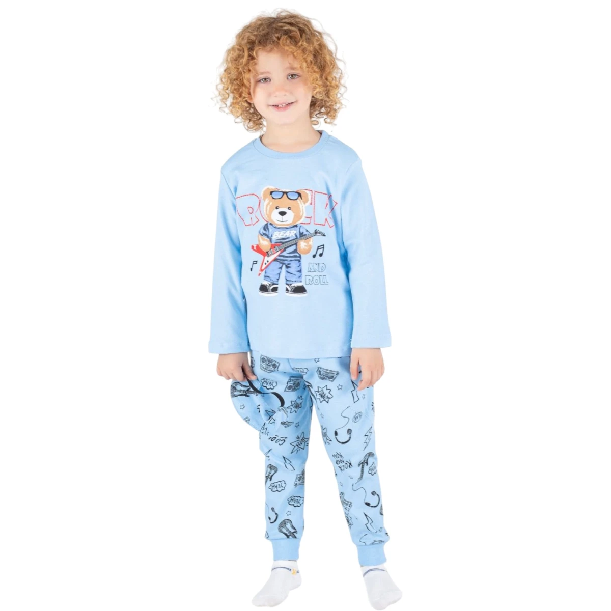 Gitarlı Ayıcık Pijama Takımı