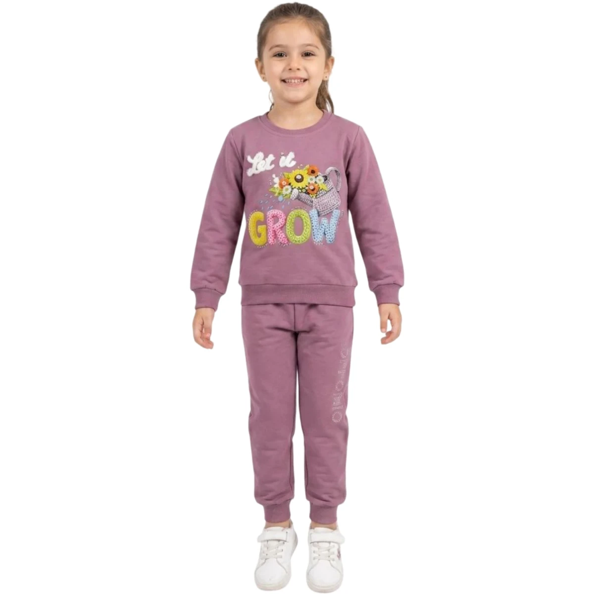 Grow Çiçek Pet Baskılı Taş Süslemeli İkili Takım