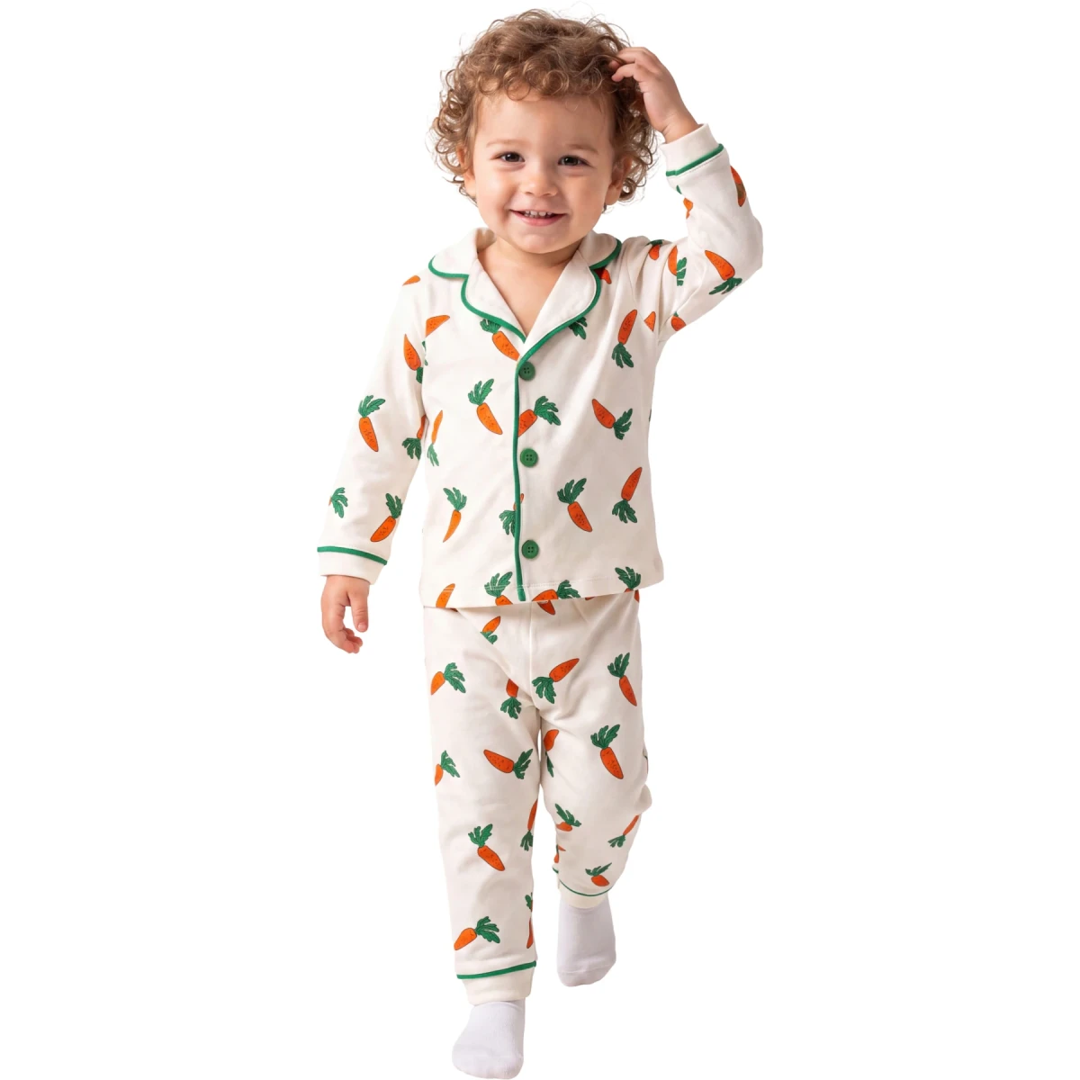 Havuç Baskılı Uzun Kollu Pijama Takım