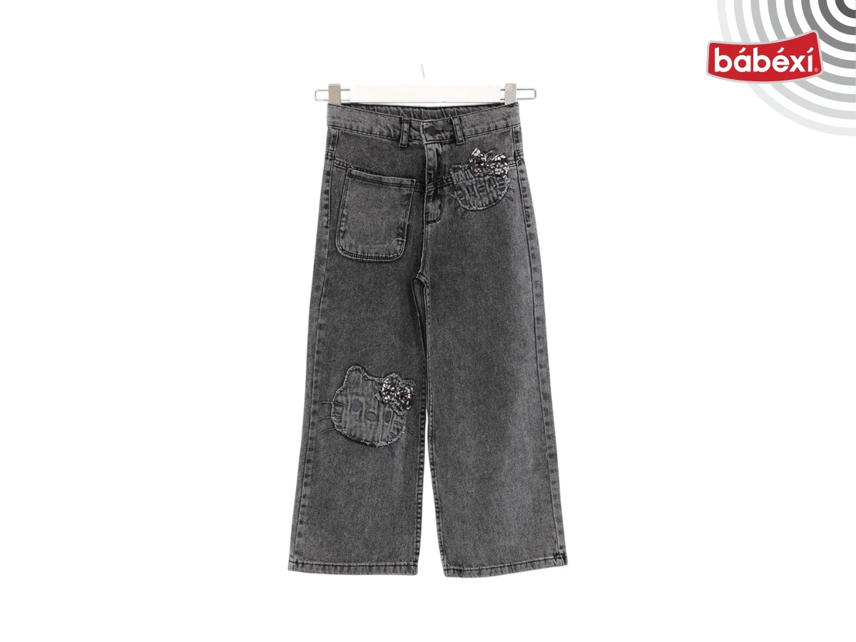 Hello Kity Nakışlı Kız Kot Pantolon