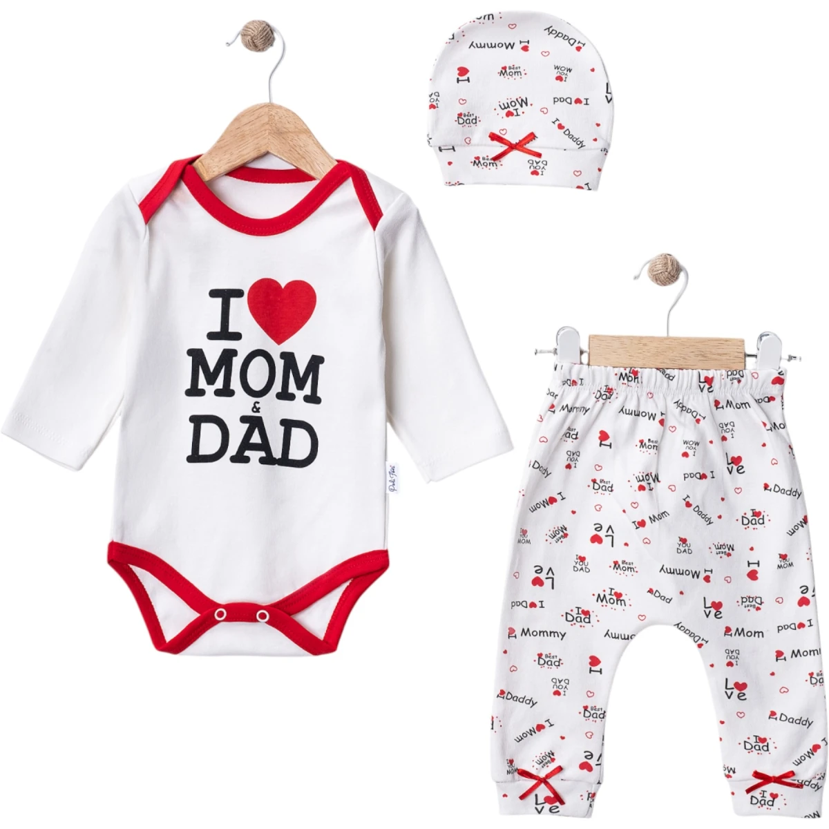 I Mom Dad Baskılı 3P Badili Takım
