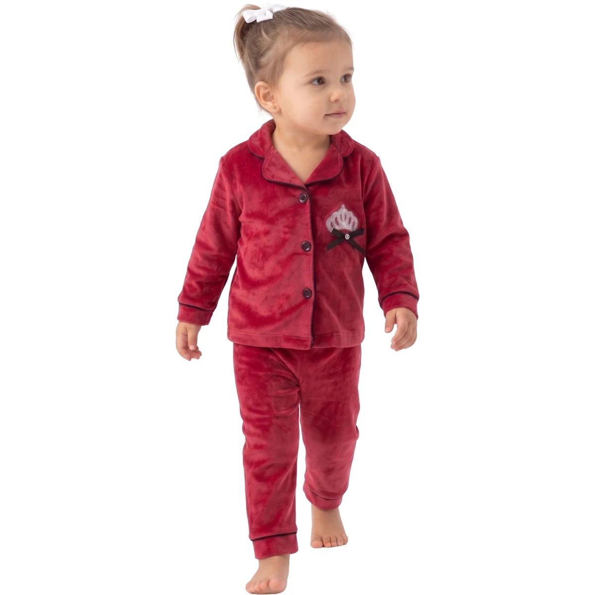Kadife Taçlı Prenses Yakalı Pijama Takım