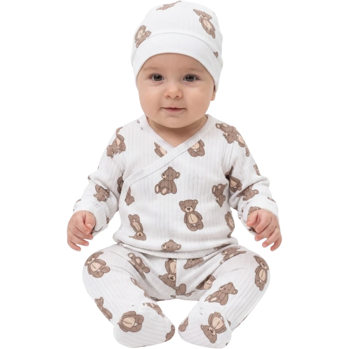 Coffee Bear Patterned Bodysuit Set