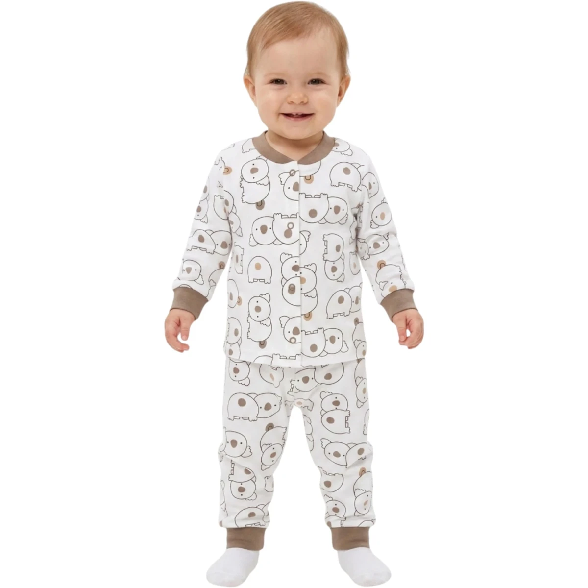 Brown Koala Snap-button Pajama