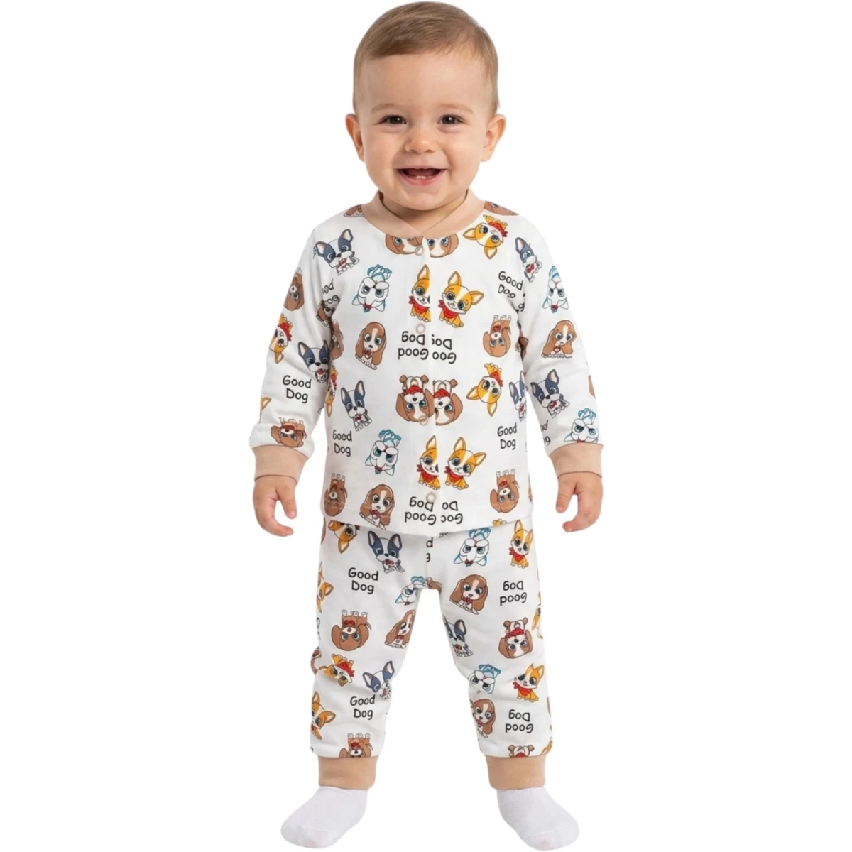 Brown Snap-button Pajama