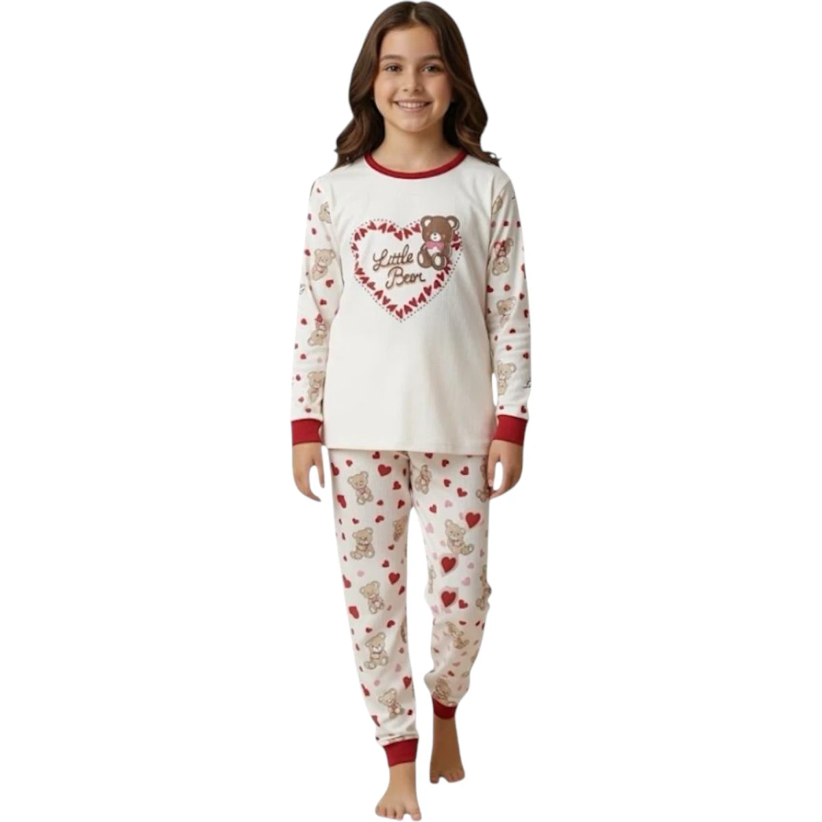 Kalpli Ayıcık Desenli Pijama Takımı